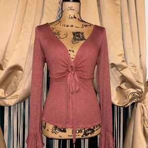 ❄️FREE PEOPLE ❄️RED&GOLD TRUMPET CUFF TOP❄️